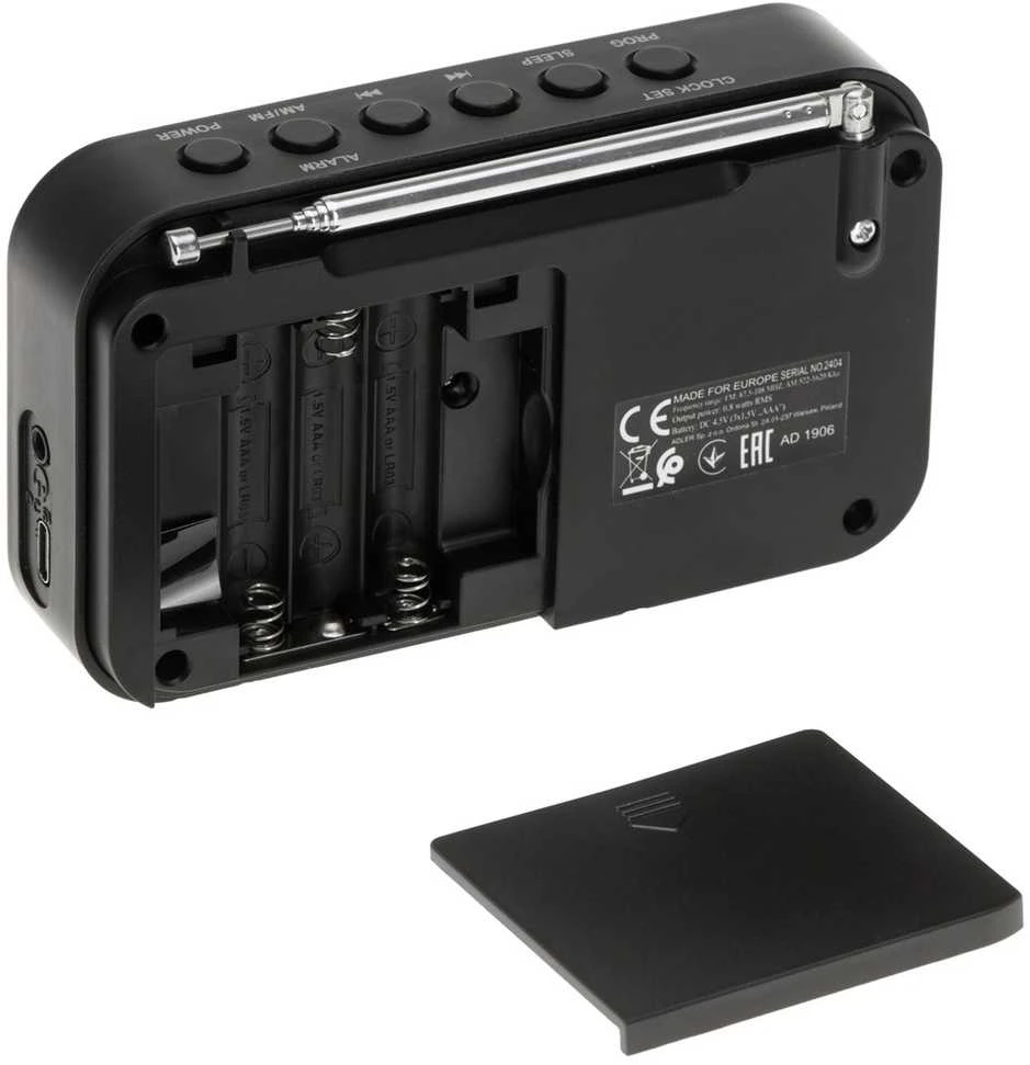 Adler | PLL AM/FM Digital Radio | AD 1906 | Alarm function | Baltas/Juodas