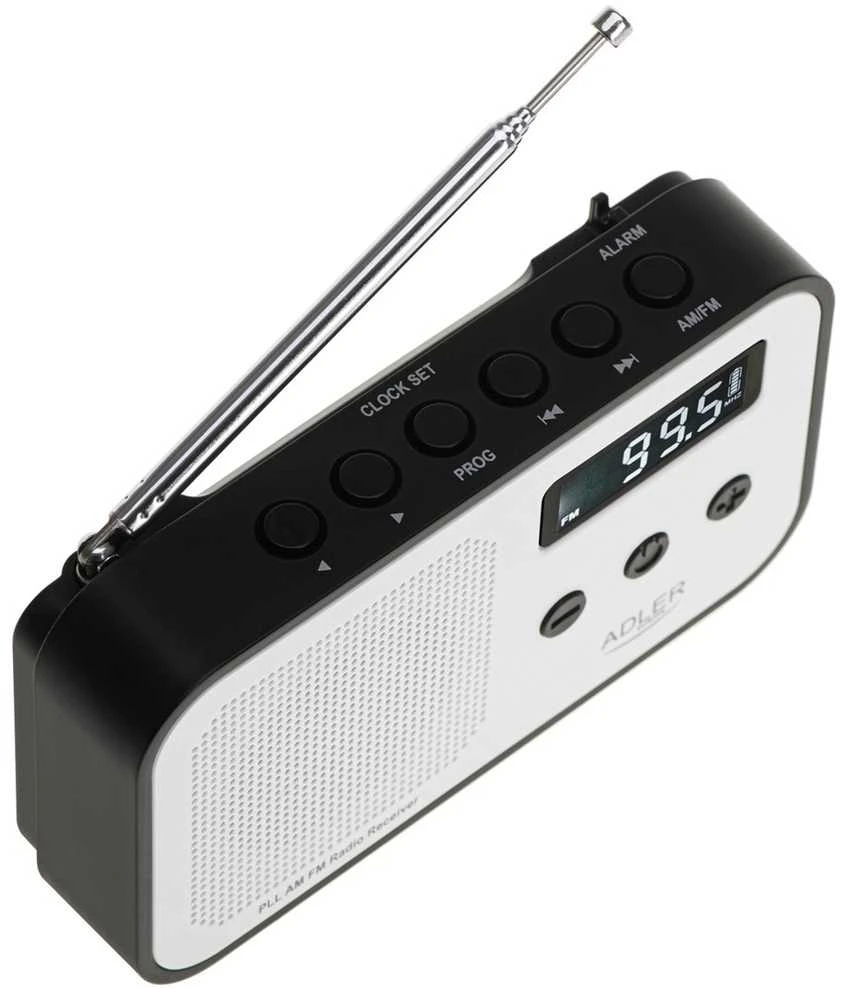 Adler | Digital radio PLL AM/FM | AD 1907 | Alarm function | Baltas/Juodas