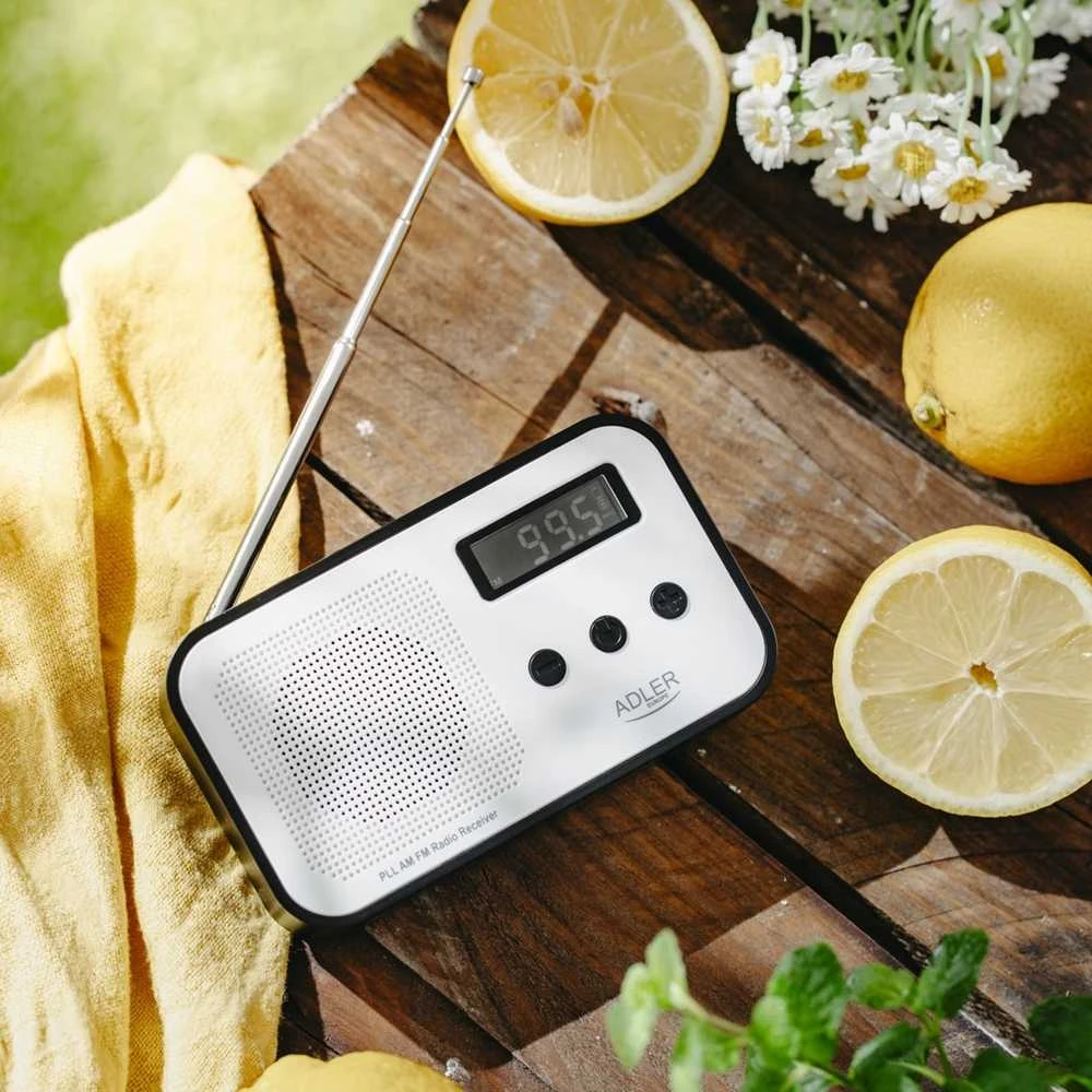 Adler | Digital radio PLL AM/FM | AD 1907 | Alarm function | Baltas/Juodas
