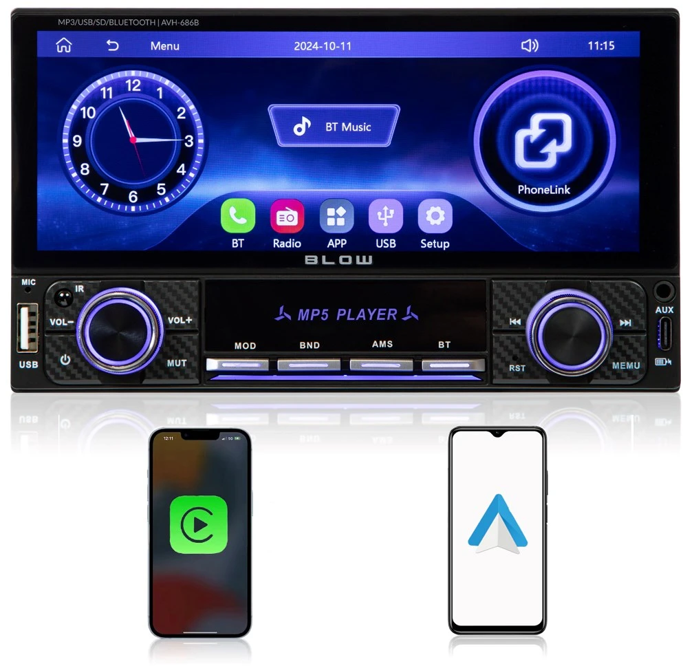 Automagnetola Radijas BLOW AVH-686B RDS MP3/USB/micro SD/BLUETOOTH