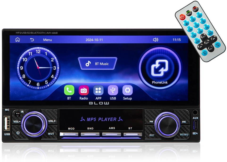Automagnetola Radijas BLOW AVH-686B RDS MP3/USB/micro SD/BLUETOOTH