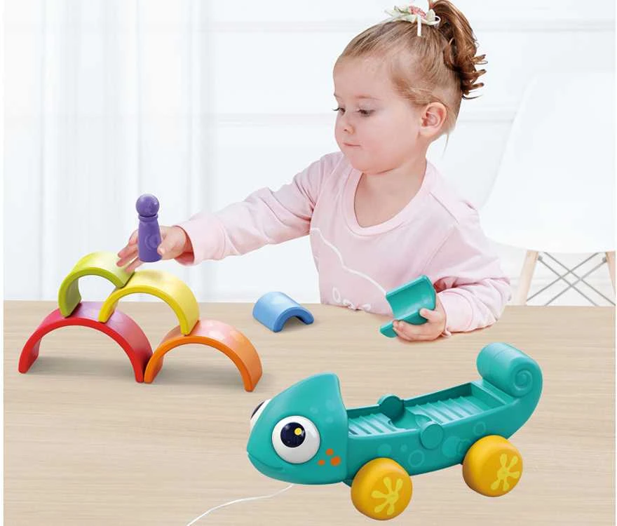 Dėlionė Jokomisiada Vaivorykštės chameleono galvosūkis Montessori piramidas ZA4532