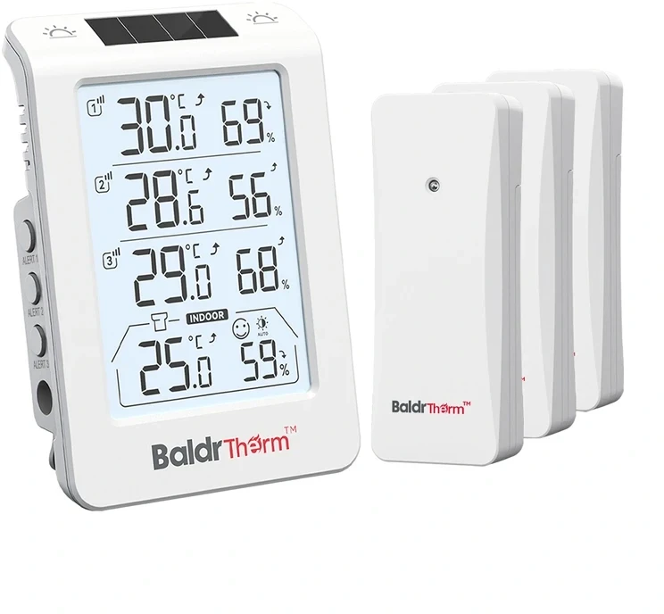 „Rainpoint BALDRTHERM B0598“ 3 kanalų termohigrometras su automatiniu foniniu apšvietimu