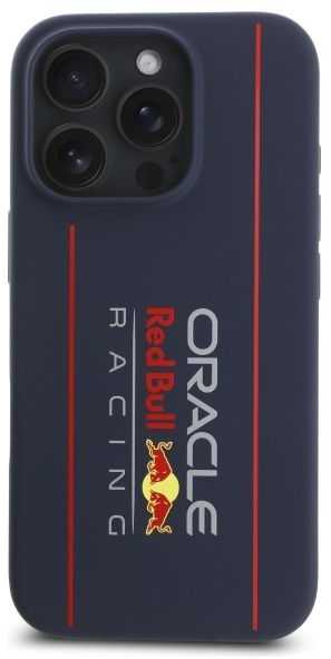 Red Bull Raudona Bull Raudona Bull silikoninis Vertical Logo MagSafe Apple iPhone 16 Pro dėklas telefonui mėlynos spalvos