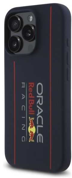 Red Bull Raudona Bull Raudona Bull silikoninis Vertical Logo MagSafe Apple iPhone 16 Pro dėklas telefonui mėlynos spalvos
