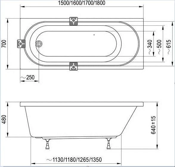 Ravak VICTORY BATHTUB 150X70 WITH BACKREST
