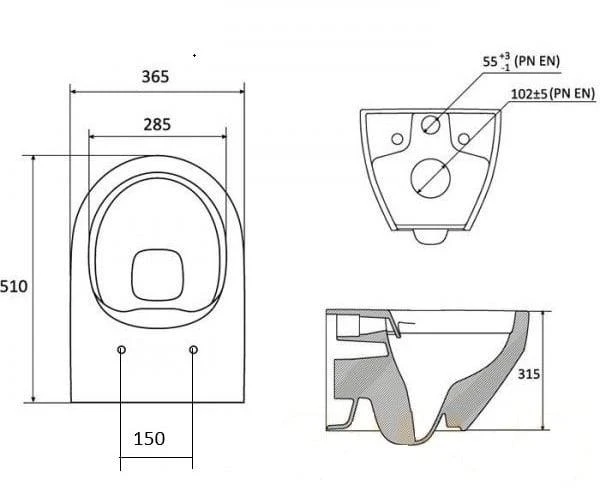 Ravak Pakabinamasis unitazas su dangčiu OPTIMA RIMOFF, 530×440 mm