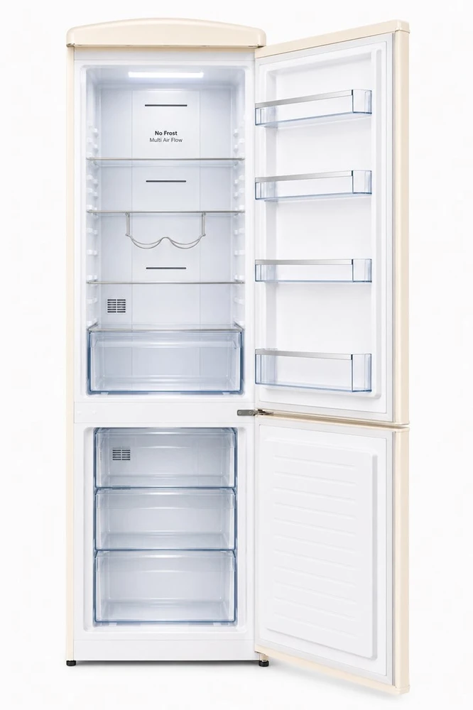 Ravanson LKK-315RM Retro Šaldytuvas 597 mm x 707 mm x 1943 mm | 315 l | Total No Frost | Energy Class E | Kreminis