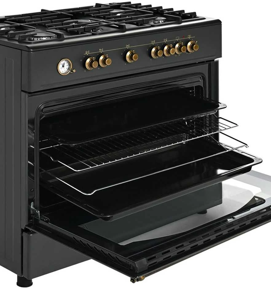 Ravanson Retro KWGE–90AR gas and electric cooker (juodas)