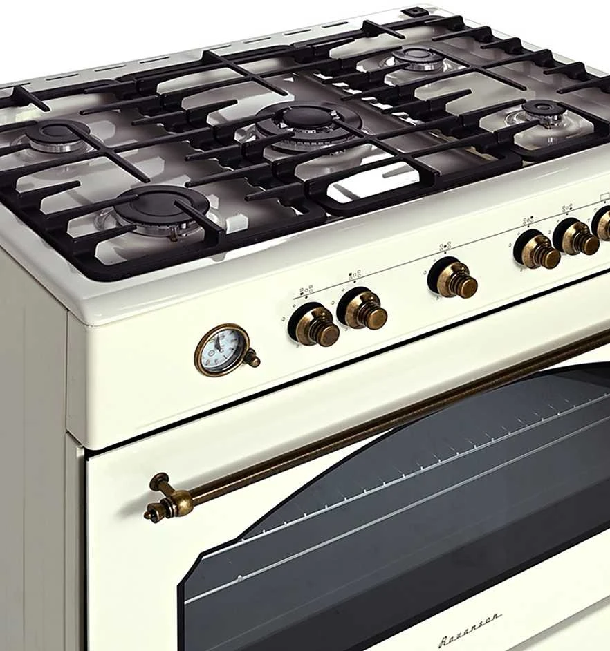 Ravanson Retro KWGE–90ARC dujinė ir elektrinė viryklė (kreminė)