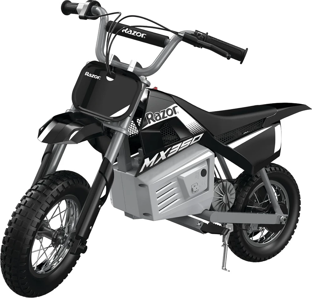 Razor MX350 elektra varomas purvo dviratis, su lipdukais, juodas