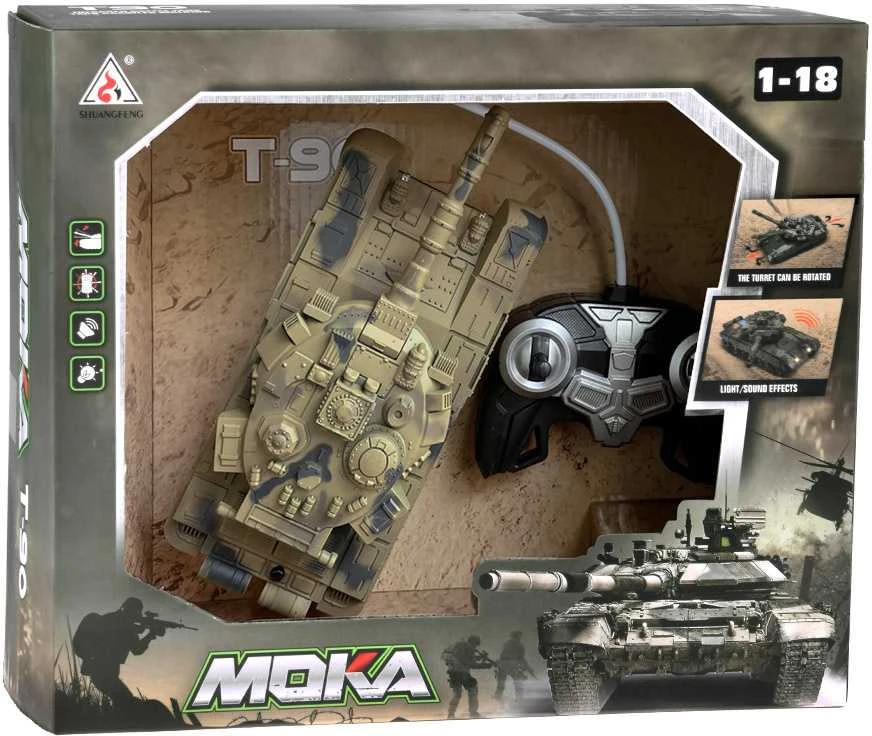 Jokomisiada RC Tank with Remote Control, Rotating Turret, Lights, Realistic Sound