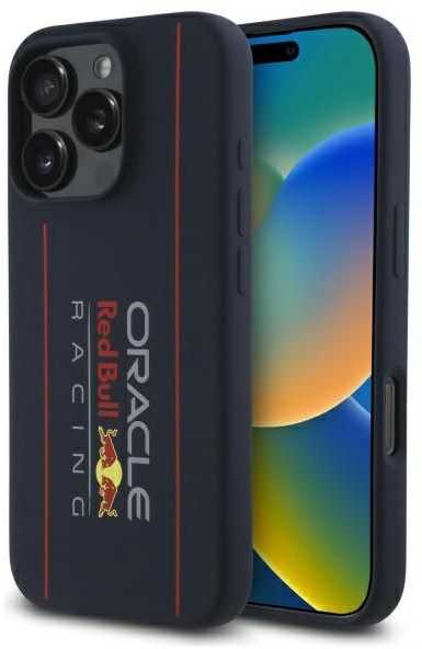 Red Bull Raudona Bull Raudona Bull silikoninis Vertical Logo MagSafe Apple iPhone 16 Pro dėklas telefonui mėlynos spalvos