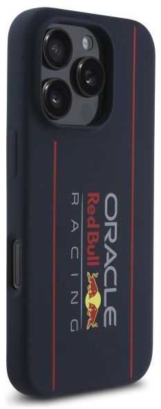 Red Bull Raudona Bull Raudona Bull silikoninis Vertical Logo MagSafe Apple iPhone 16 Pro dėklas telefonui mėlynos spalvos