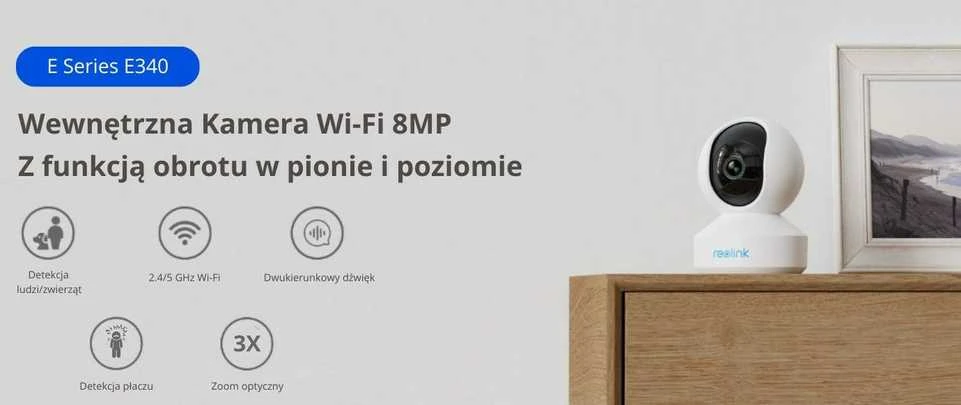 Vidinė apsaugos kamera Reolink E Series E340, baltos spalvos