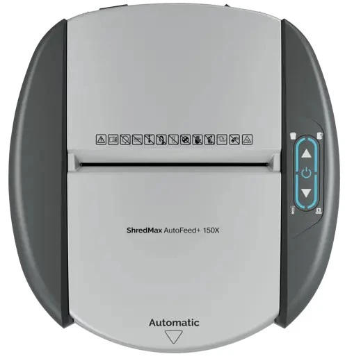 Rexel ShredMax AutoFeed+ 150M automatic paper shredder, P5, 150 sheets, 15-litre waste bin
