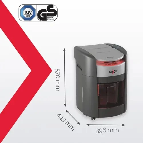 Rexel ShredMax AutoFeed+ 150M automatic paper shredder, P5, 150 sheets, 15-litre waste bin