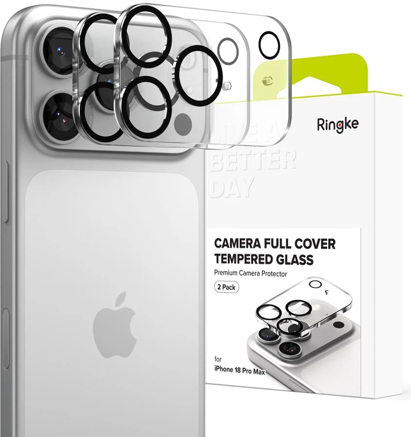 Ringke Camera Full Cover 2 vnt. grūdinto stiklo apsauga iPhone 18 Pro Max - Juodas
