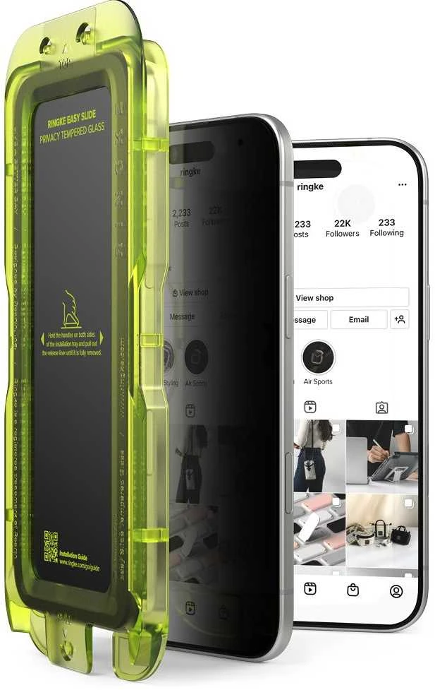 Ringke Easy Slide 2-pack Privacy Glass skirtas Apple iPhone 17 Air – juodos spalvos