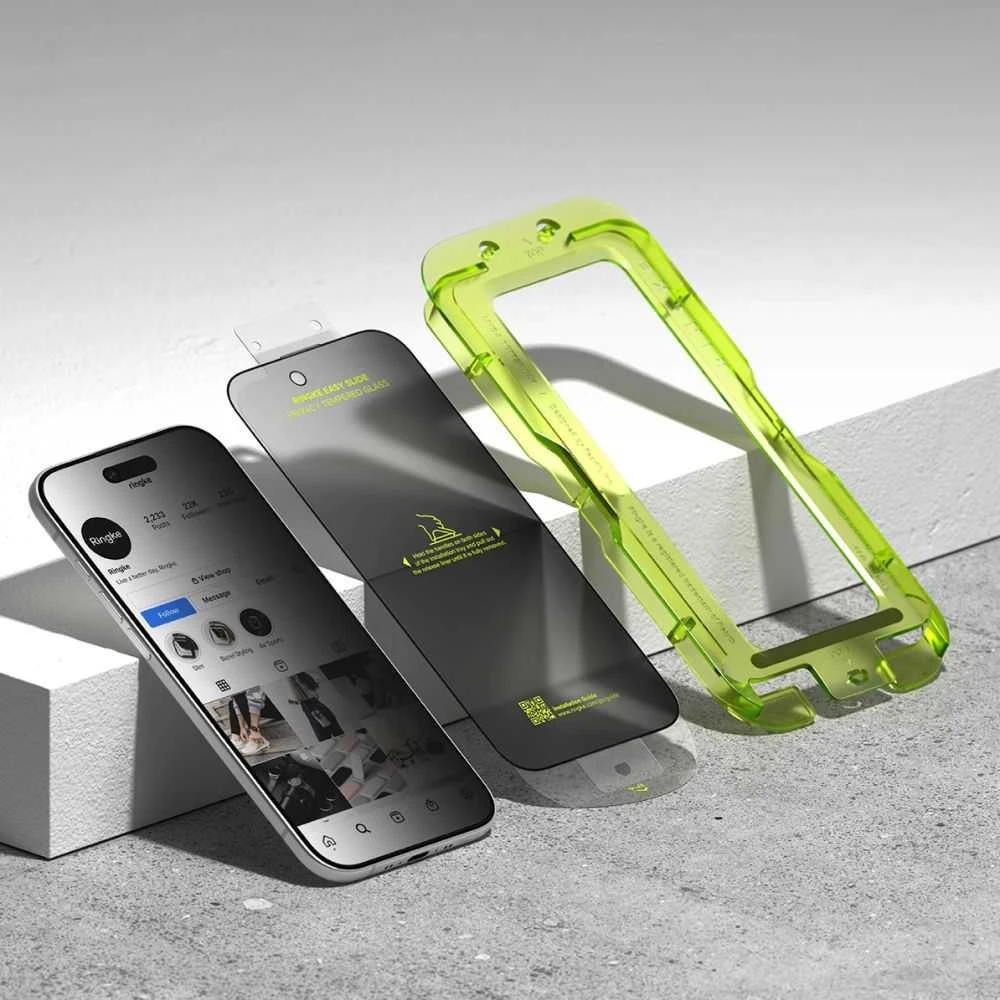 Ringke Easy Slide 2-pack Privacy Glass skirtas Apple iPhone 17 Air – juodos spalvos
