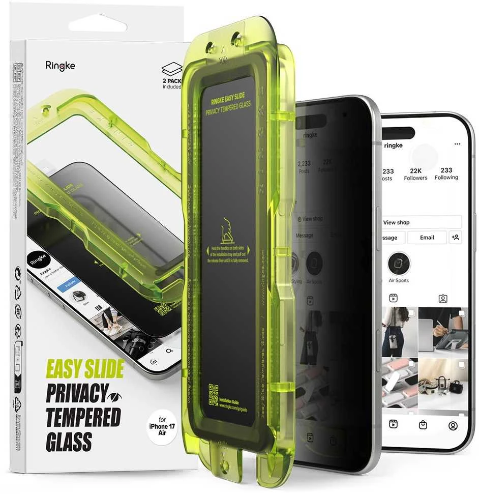 Ringke Easy Slide 2-pack Privacy Glass skirtas Apple iPhone 17 Air – juodos spalvos
