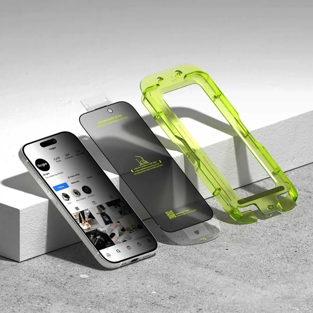 Ringke Easy Slide 2-pack privatumą saugantis stiklas skirtas iPhone 17 – juodos spalvos