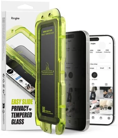 Ringke Easy Slide 2-pack Privacy Glass skirtas Apple iPhone 17 – juodos spalvos