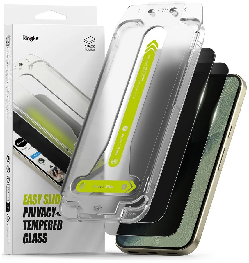 PRIVATUMĄ UŽTIKRINANTIS EKRANO STIKLAS RINGKE EASY SLIDE 2-PACK GOOGLE PIXEL 9 PRO XL / 10 PRO XL / 11 PRO XL PRIVACY