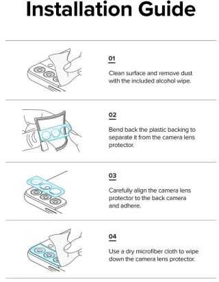 Ringke Galaxy A13 4G Camera Protector Full Cover Glass package (3 pcs) Juodas