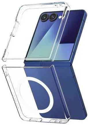„Ringke Slim Magnetic MagSafe“ dėklas „Samsung Galaxy Z Flip 7“, skaidrus