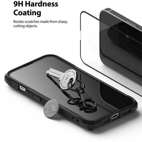 Ringke iPhone 13/13 Pro Screen Protector Invisible Defender ID Tempered Glass Juodas