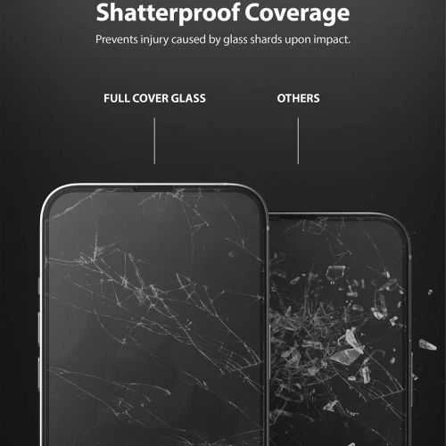 Ringke iPhone 13/13 Pro Screen Protector Invisible Defender ID Tempered Glass Juodas