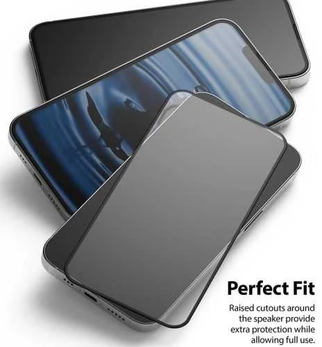 Ringke iPhone 13/13 Pro Screen Protector Invisible Defender ID Tempered Glass Juodas