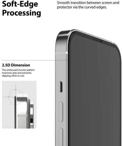 Ringke iPhone 13/13 Pro Screen Protector Invisible Defender ID Tempered Glass Juodas
