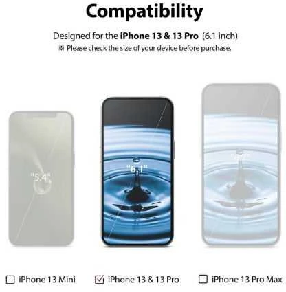 Ringke iPhone 13/13 Pro Screen Protector Invisible Defender ID Tempered Glass Juodas