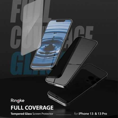 Ringke iPhone 13/13 Pro Screen Protector Invisible Defender ID Tempered Glass Juodas