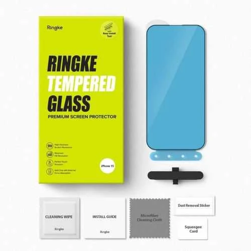 Ringke iPhone 15/ 16 Screen Protector Privacy Tempered Glass 9H with installation jig Transparent
