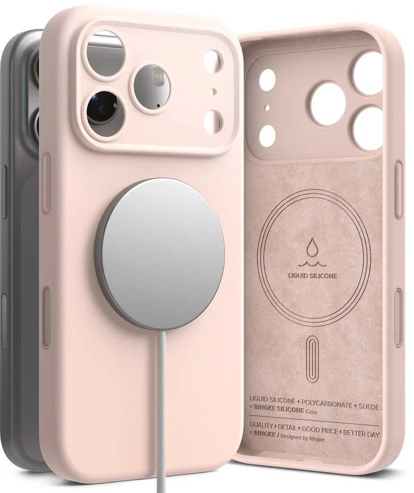 Dėklas Ringke iPhone 17 Pro Max Case Silicone Magnetic Rožinė Sand