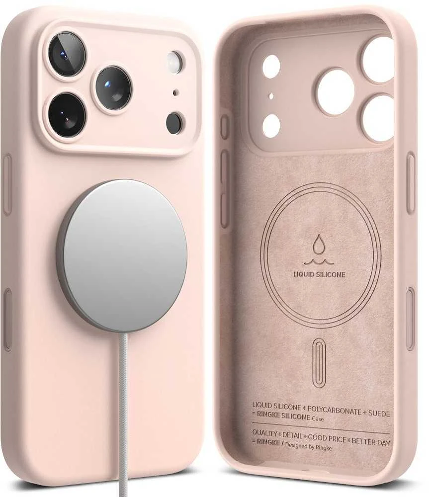 Dėklas Ringke iPhone 17 Pro Max Case Silicone Magnetic Rožinė Sand