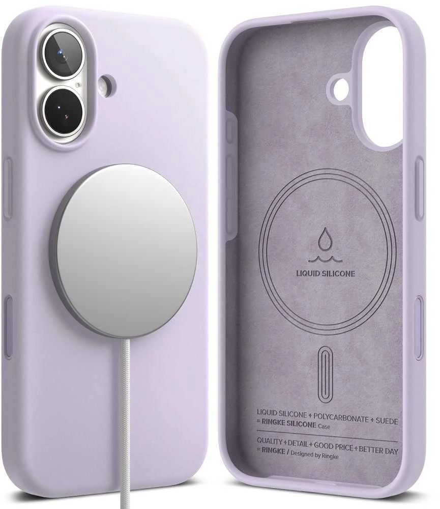 Ringke Silicone Magnetic MagSafe dėklas skirtas Apple iPhone 17 – violetinės spalvos