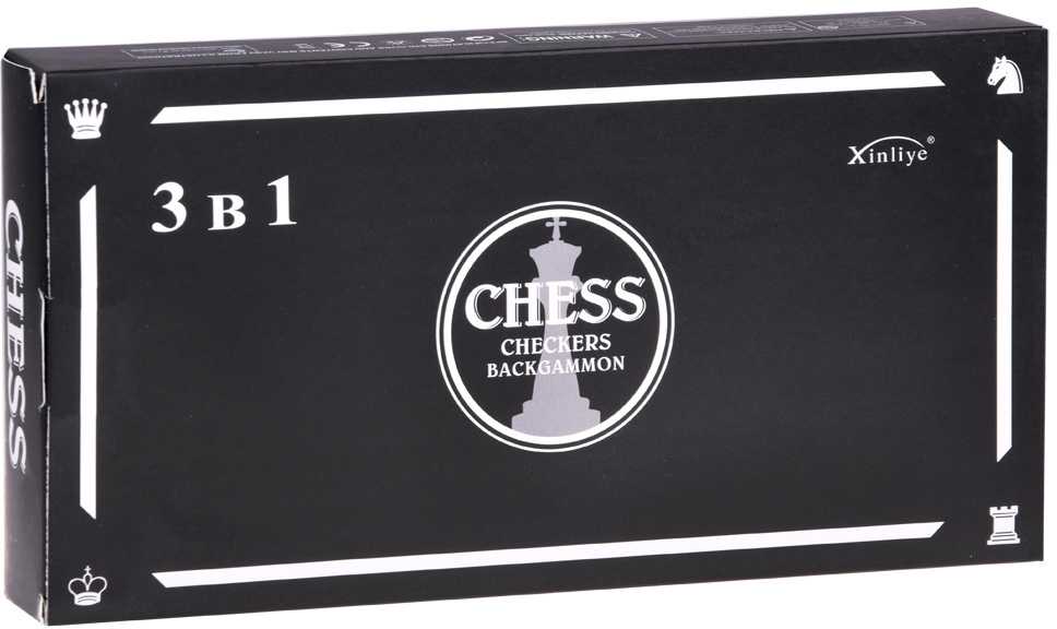 Jokomisiada RINKINYS 3in1 Medinis žaidimas šachmatų šaškės Backgammon dvipusė lenta GR0692