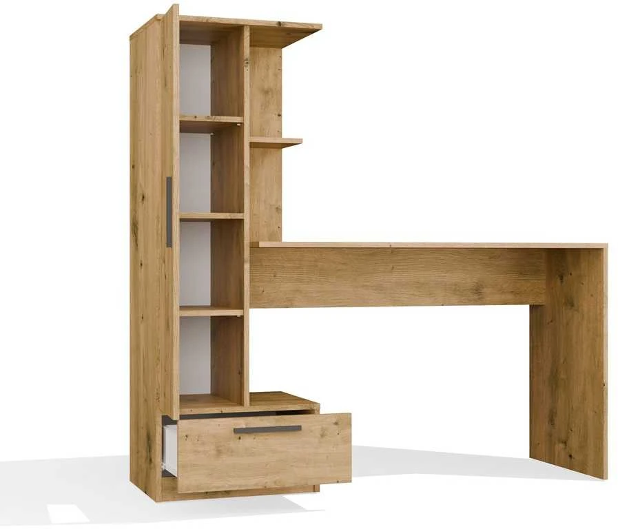 Top E Shop COSMO Oak Artisan Desk + Bookcase Set