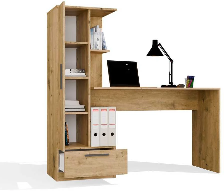 Top E Shop COSMO Oak Artisan Desk + Bookcase Set