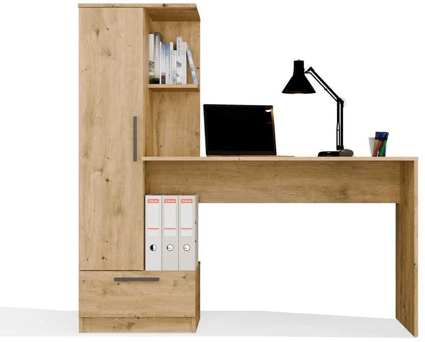 Top E Shop COSMO Oak Artisan Desk + Bookcase Set