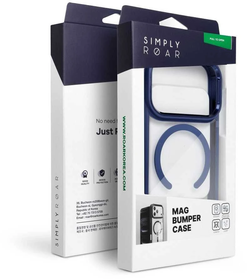 ROAR dėklas MAG BUMPER suderinamas su „MagSafe“, skirtas IPHONE 16 Pro Max, tamsiai mėlynas