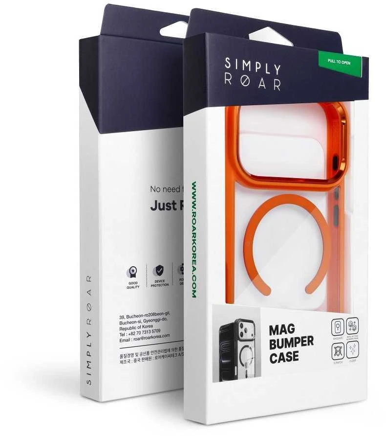 ROAR dėklas MAG BUMPER suderinamas su MagSafe, skirtas IPHONE 15 Pro, oranžinis