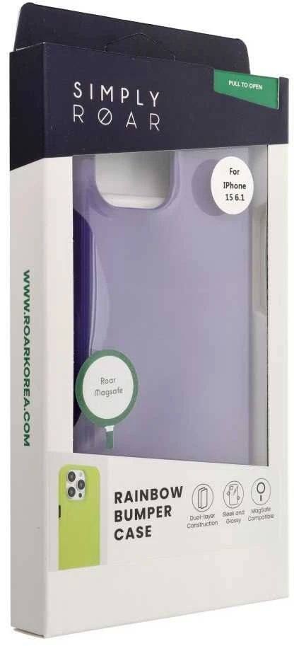 ROAR dėklas RAINBOW BUMPER suderinamas su MagSafe, skirtas IPHONE 15 violetinė