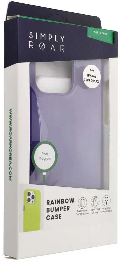 ROAR dėklas RAINBOW BUMPER suderinamas su MagSafe, skirtas IPHONE 15 Pro Max violetinė