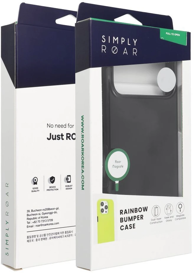 ROAR dėklas RAINBOW BUMPER, suderinamas su MagSafe, skirtas IPHONE 17 Pro, juodas
