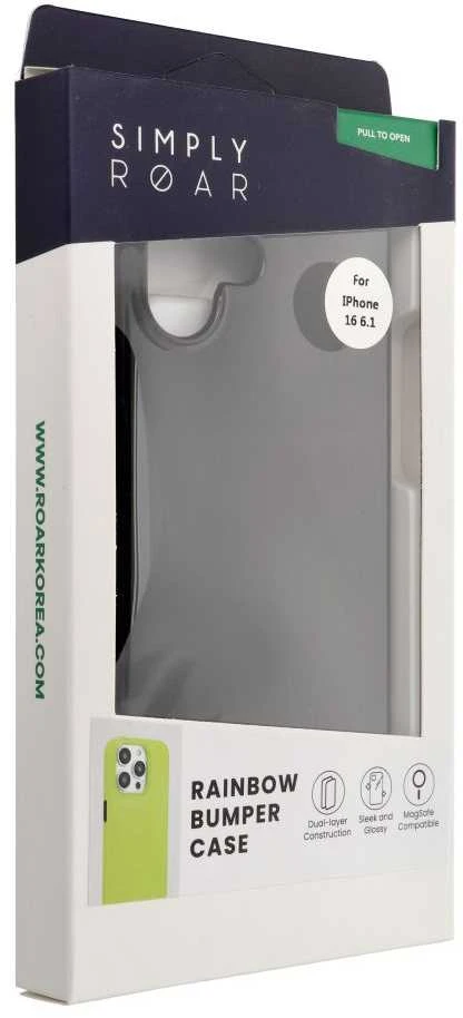 ROAR dėklas RAINBOW BUMPER, suderinamas su MagSafe, skirtas IPHONE 16, juodas